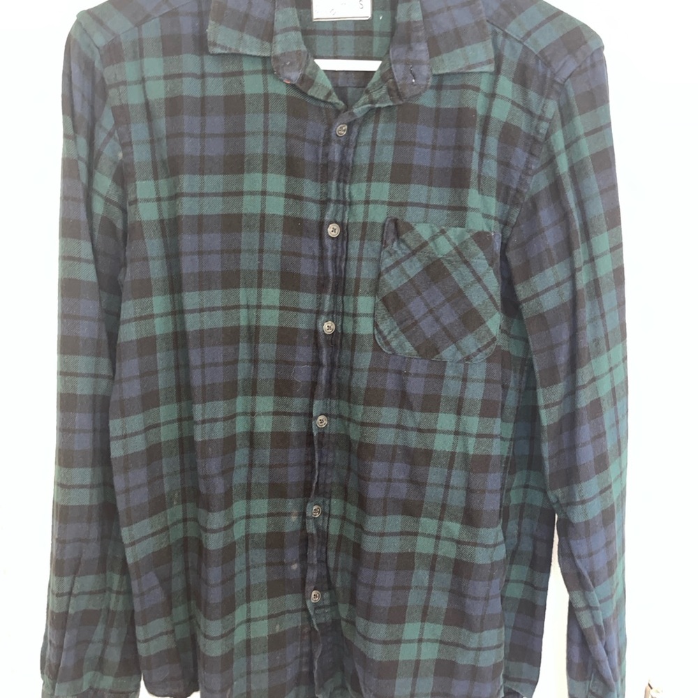 Andrew Scott Green and Blue Plaid Casual Shirt Sz S SKU: 0616-39